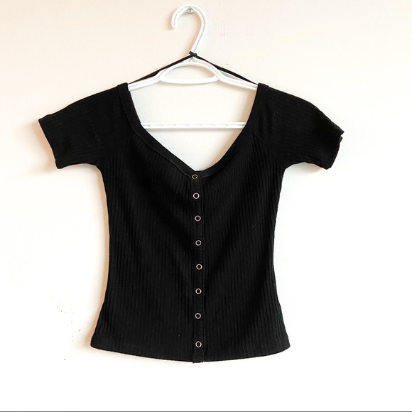 Off the Shoulder Ribbed Top - Picture 2 of 3